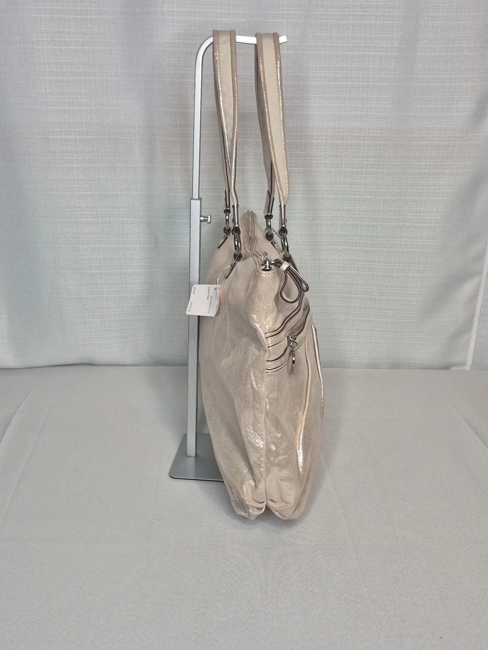 Coach Poppy Shimmery Champagne Tote Bag with Heart Charm (NWT)